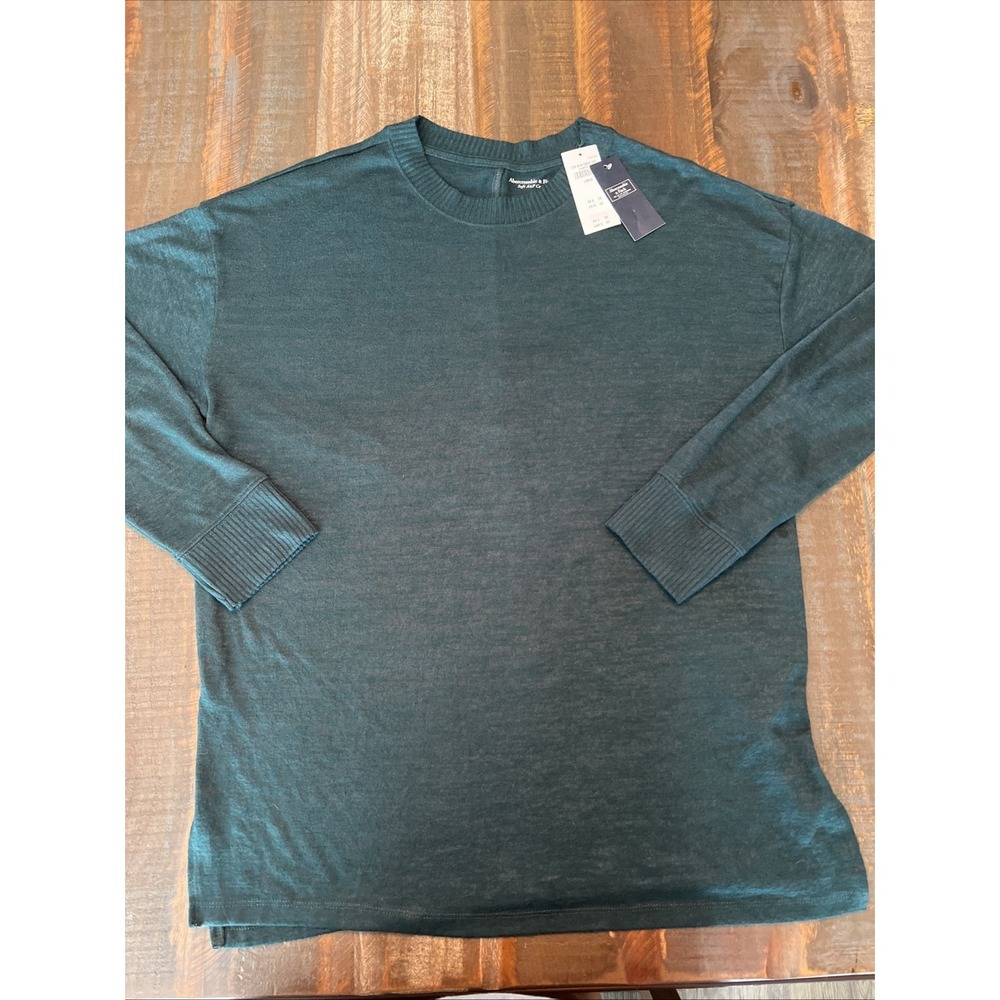 ABERCROMBIE & FITCH Womens Soft Cozy Core Oversized Lounge Green Sweatshirt L